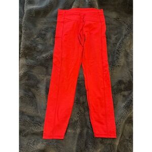 Zyia Active Red Space Dye Pocket Leggings High Waisted Drawstring Size 6-8